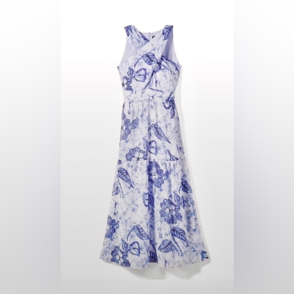 White House Black Market Blue and White Floral Maxi Dress - Picture 15 of 15